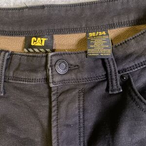 New CAT Caterpiller Fleece Lined  Canvas Work  Pants ~ Black ~ 36x32